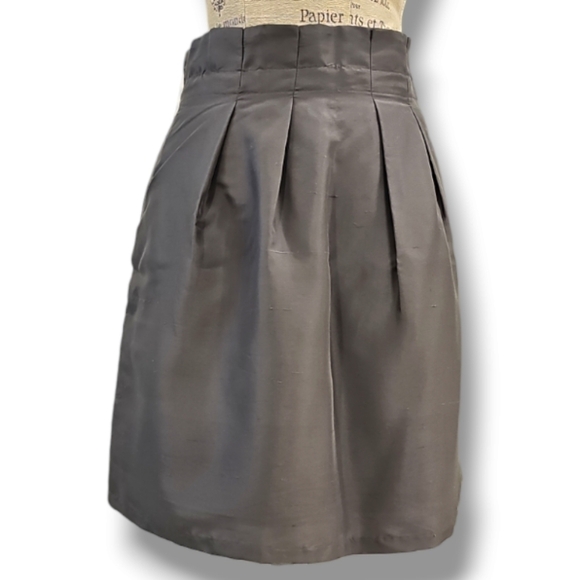 Boo Gemes Pewter Gray Silk Pleated Party Mini Skirt - Size XL - Picture 1 of 7